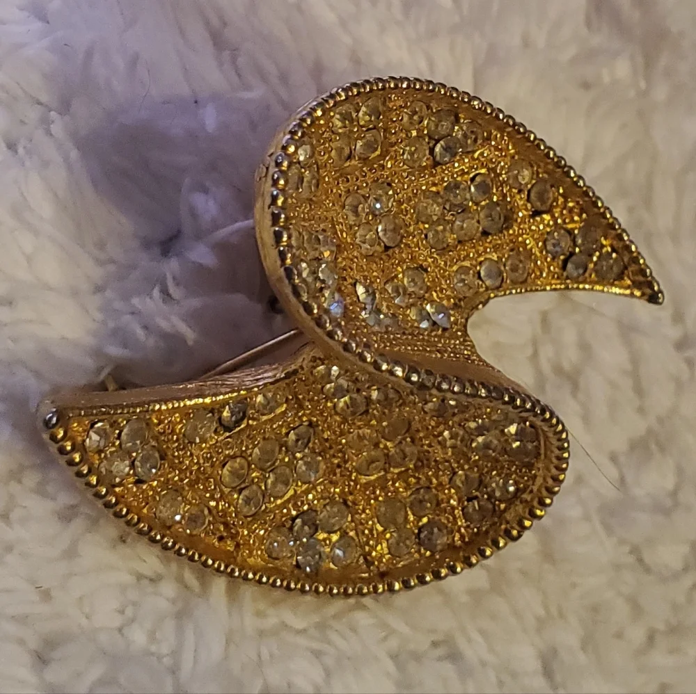 Abstract Wave Crystal Brooch 1960s - Picture 3 of 13